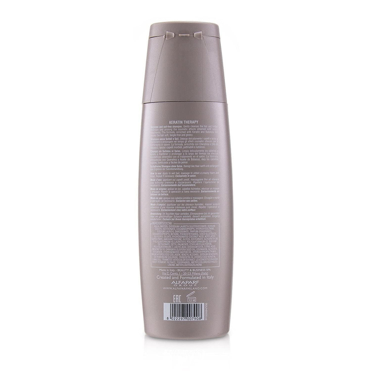 Alfaparf Milano professional Keratin Therapy Lisse Design Keratin Shampoo - Maintains and Enhances Keratin Smoothing Treatment - Anti-Frizz Hair Care Product, Sulfate, Paraben and Paraffin Free L'OREAL Professional Shampoos 250ML