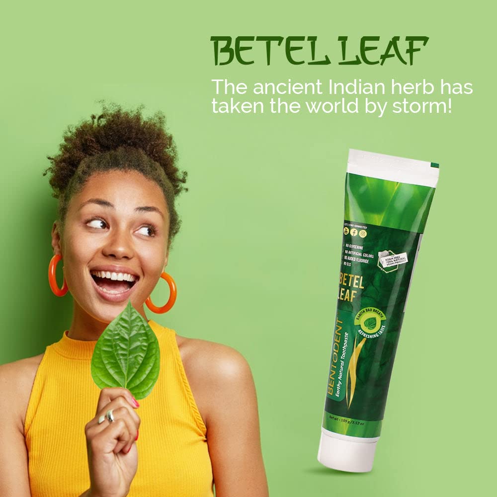 BENTODENT TOOTHPASTE Natural Oral Care Toothpastes for Entire Family Incl Kids (Betel Leaf)