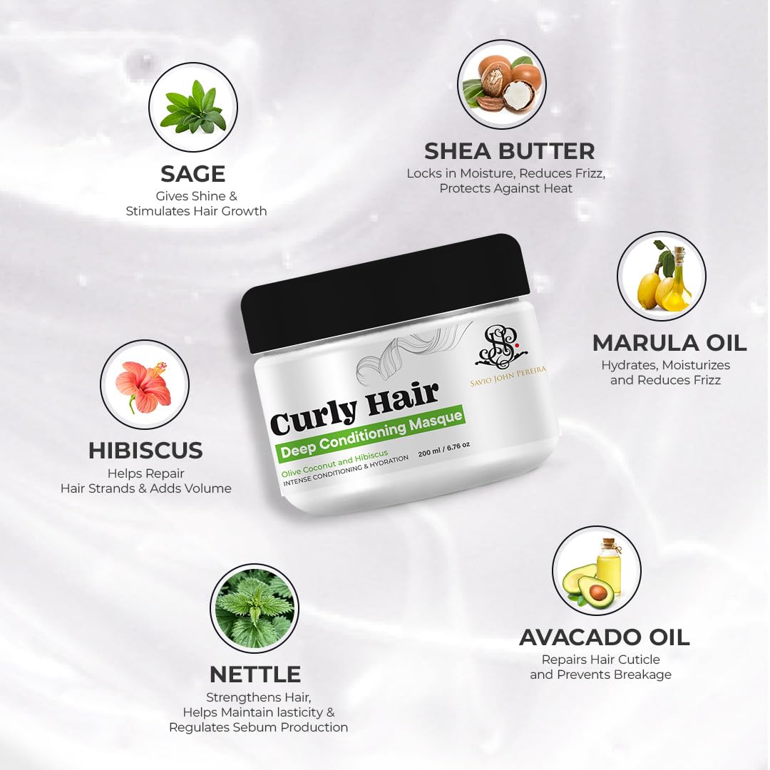 Prolixr Curly Hair Mask | Wavy and Curly hair products | Deep Conditioning and Strength | Enriched with Shea Butter, Hibiscus, Avacado oil | Magic hair care for curls | By Bollywood Hair Stylist Savio John Pereira - 200ml