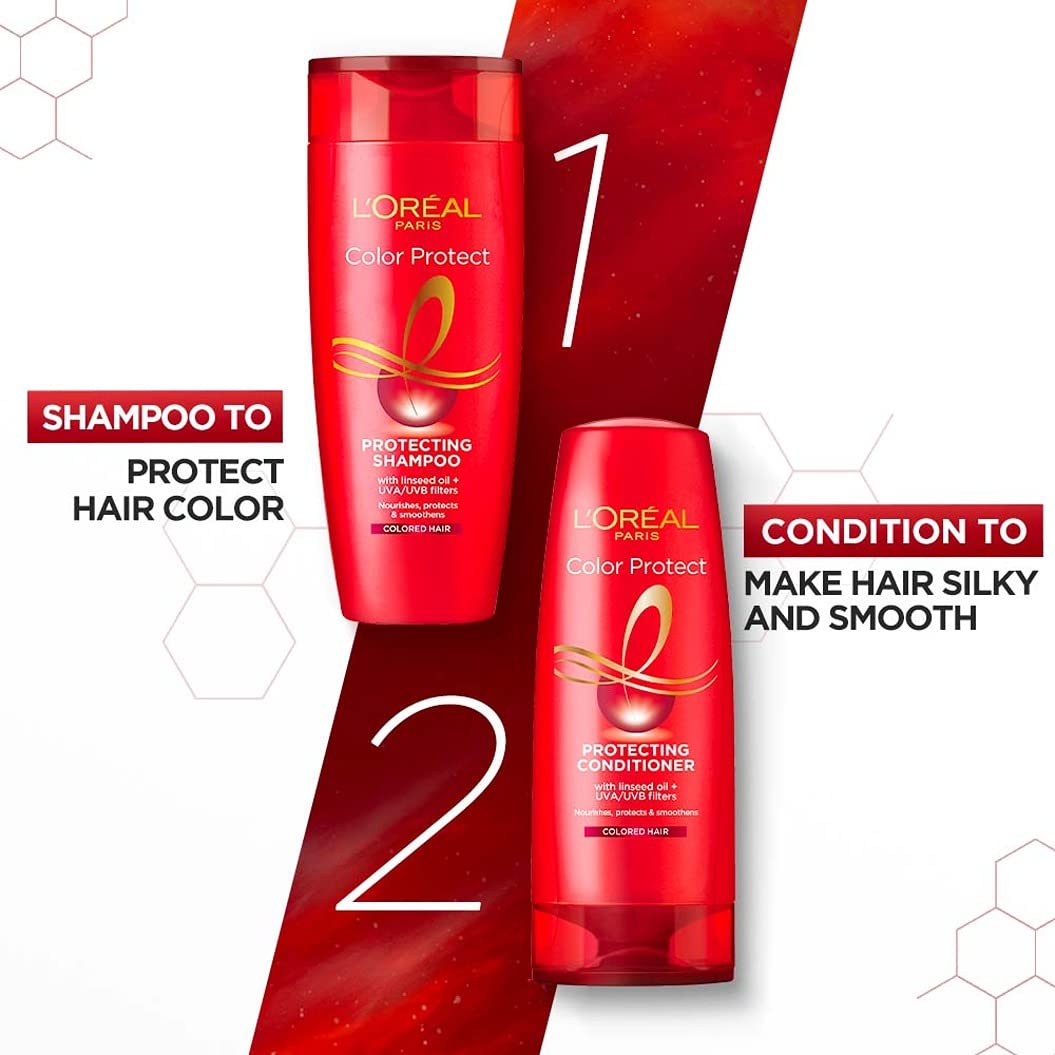 L'Oreal Paris Shampoo, Vibrant & Revived Colour, For Colour-treated Hair, Protects from UVA & UVB, Colour Protect, 340 ml