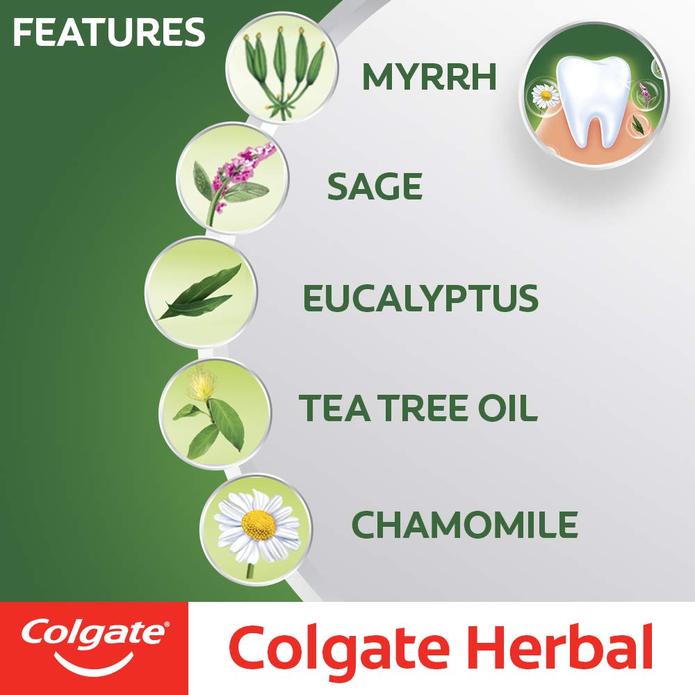 Colgate Herbal Toothpaste 200g, Goodness of Natural Ingredients for Healthy Teeth, Fresh Breath, Sugar-free & Gluten free Tooth Paste