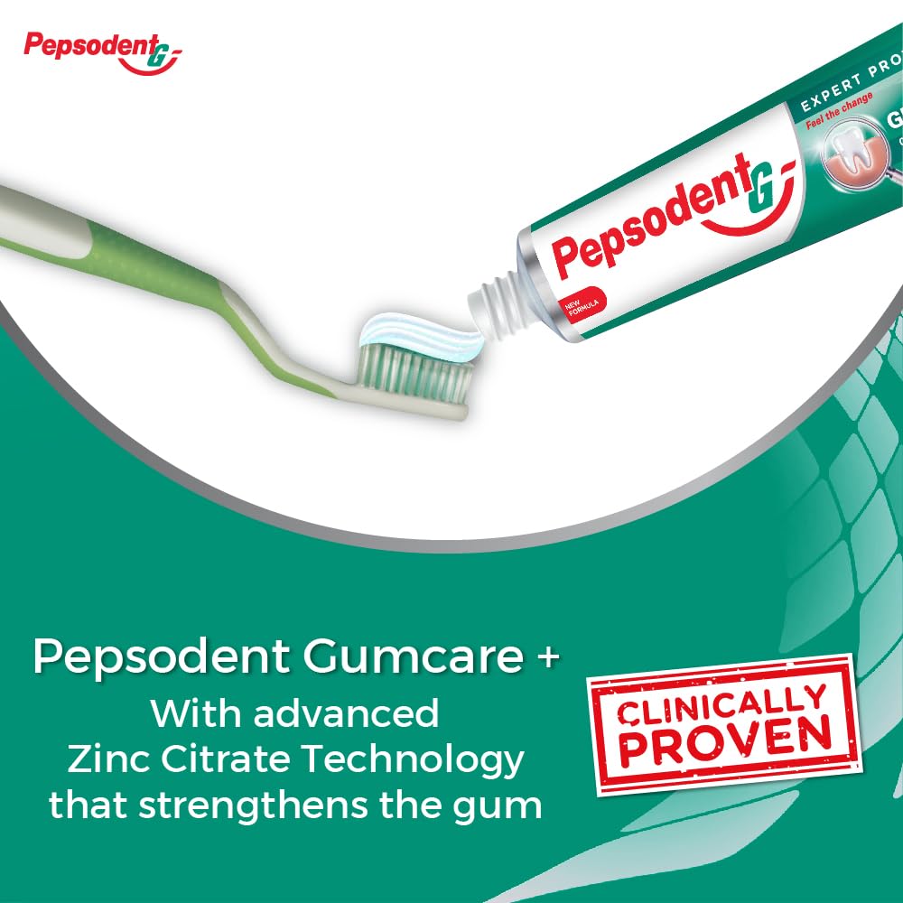 Pepsodent Expert Protection Gum Care+ Toothpaste, Reduces Gum Problems With Advanced Anti Bacterial Zinc Technology, Improves Gum Health, 140 g