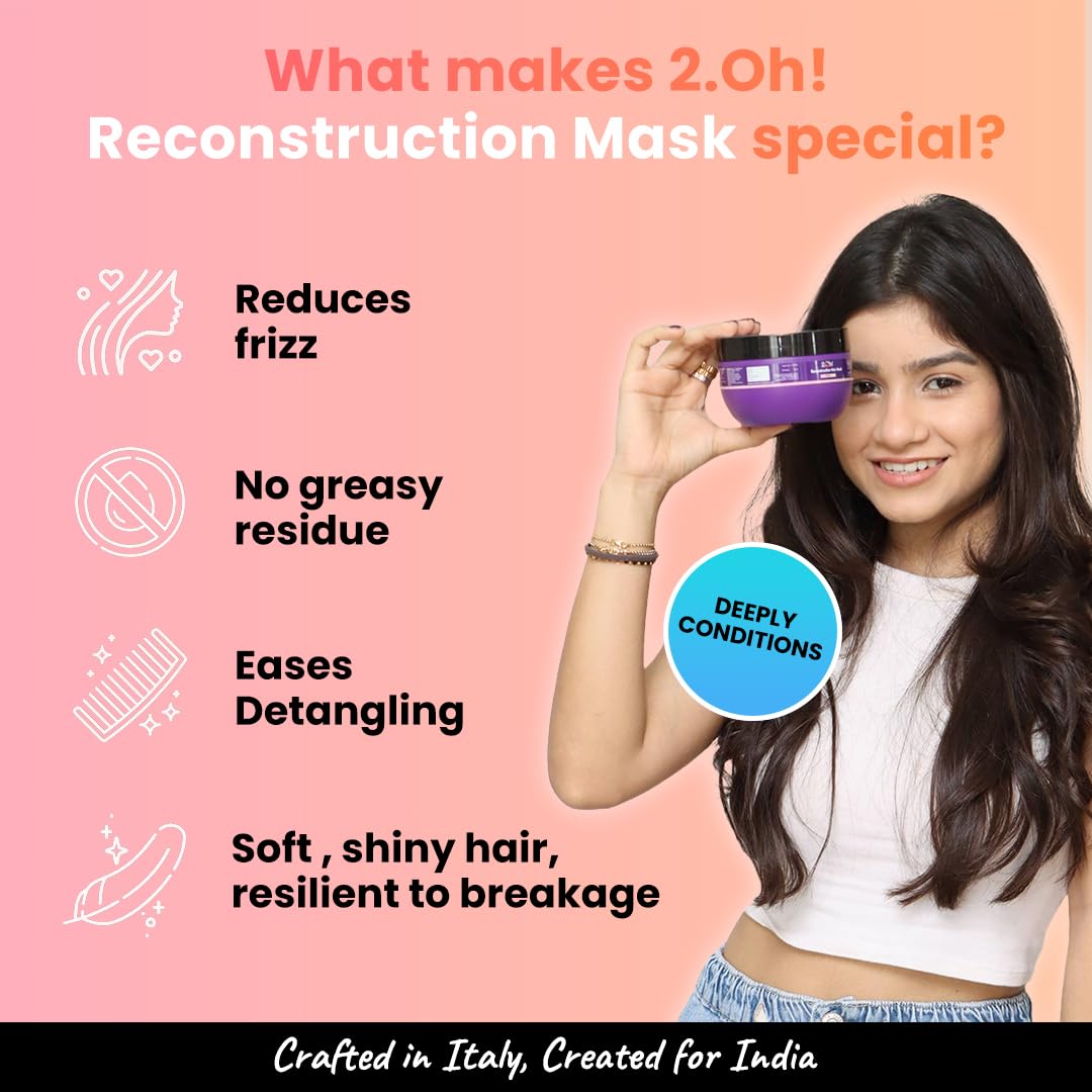 2.Oh! Reconstruction Hair Mask | Italian Quality Damage Repair Hair Mask for Dry and Frizzy Hair | Hair Smoothening Cream for Dry and Damaged Hair | Deep Conditioning Hair Mask for Women and Men