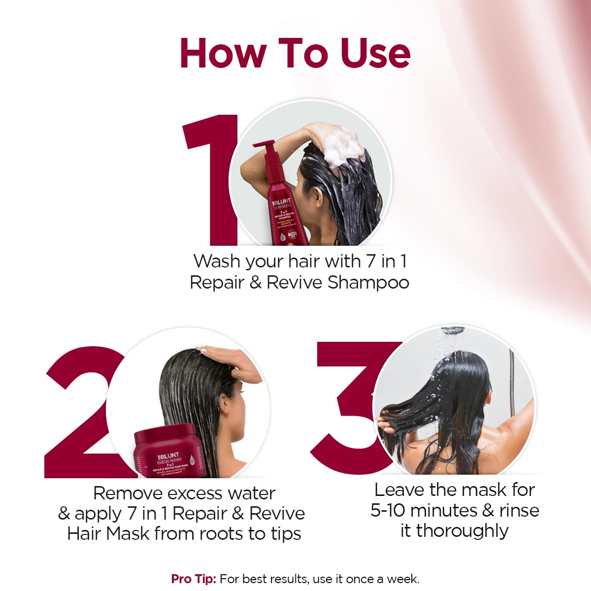 BBLUNT 7 in 1 Repair & Revive Hair Mask for Upto 100% Damage Repair - 250g| Addresses 7 Signs of Hair Damage | Enriched with Ceramides & Argan Oil