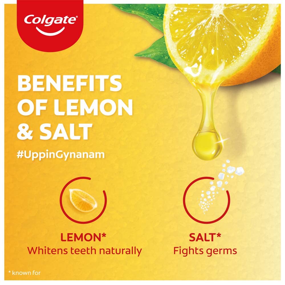 Colgate Active Salt Lemon Toothpaste , Pack Of 200Gm Germ-Fighting Tooth Paste With Active Natural Salt & Lemon For Fighting Sticky Germs & Yellowness Giving Healthy Whitening Teeth & Tight Gums