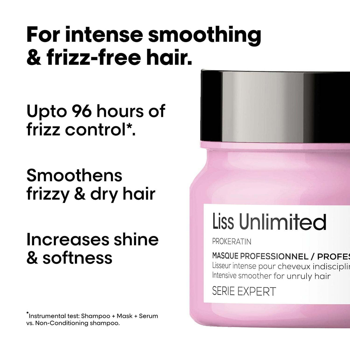 L’Oréal Professionnel Liss Unlimited Hair Mask with Pro-Keratin and Kukui Nut Oil for Rebellious Frizzy Hair, Serie Expert, 250gm