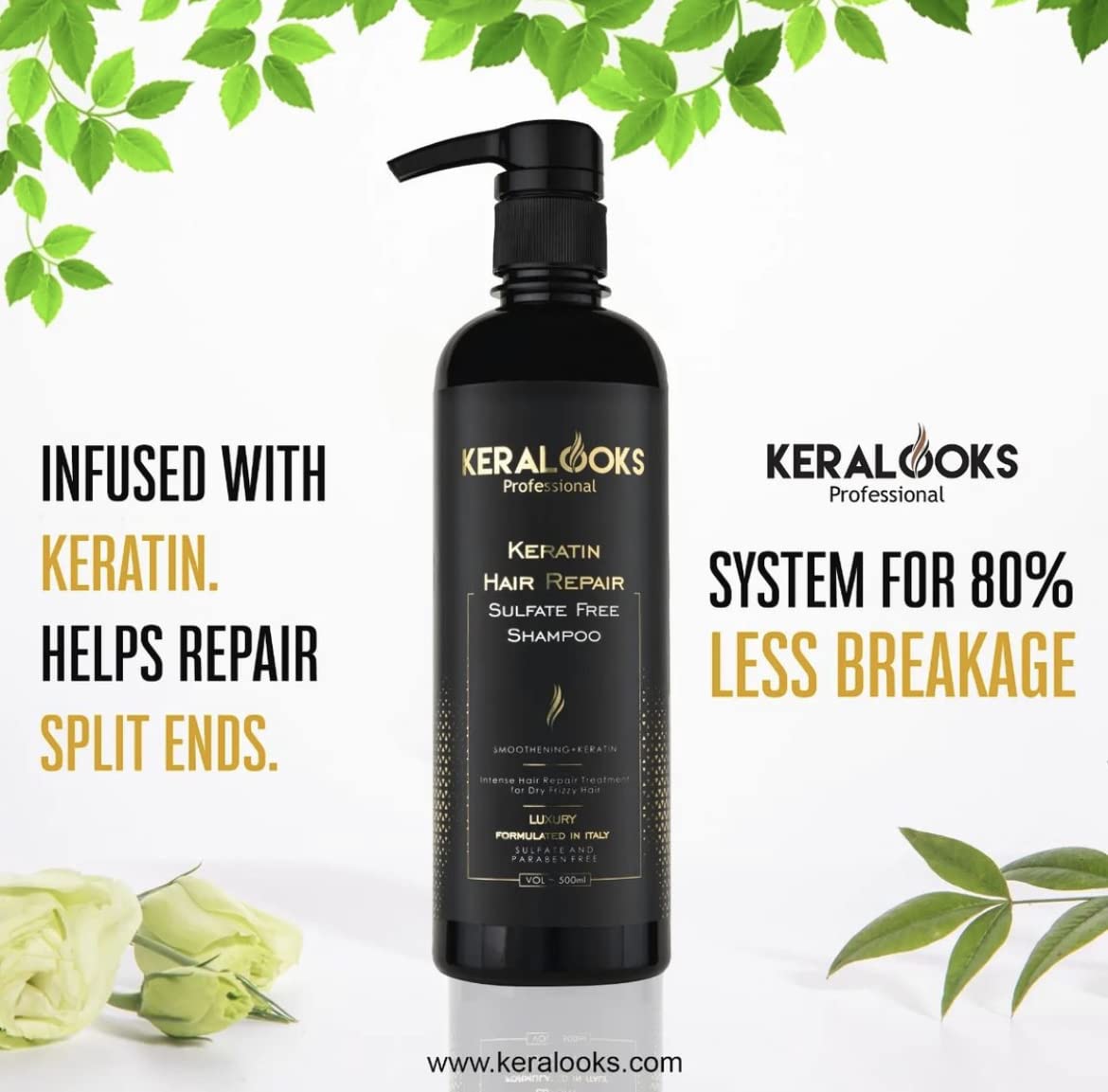 Keralooks Professional Keratin Sulphate Free Shampoo and Mask Combo Pack (500ml each)