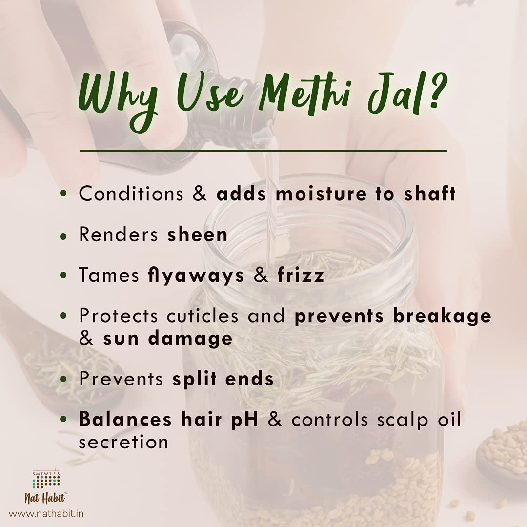 Nat Habit Rosemary Conditioning Methi Jal - Hair Serum, Hair Spray For Hair Growth, Hairfall Control, Smoothening, Softening With Apple Cider Vinegar,Methi, Rosemary & Sage 200ml