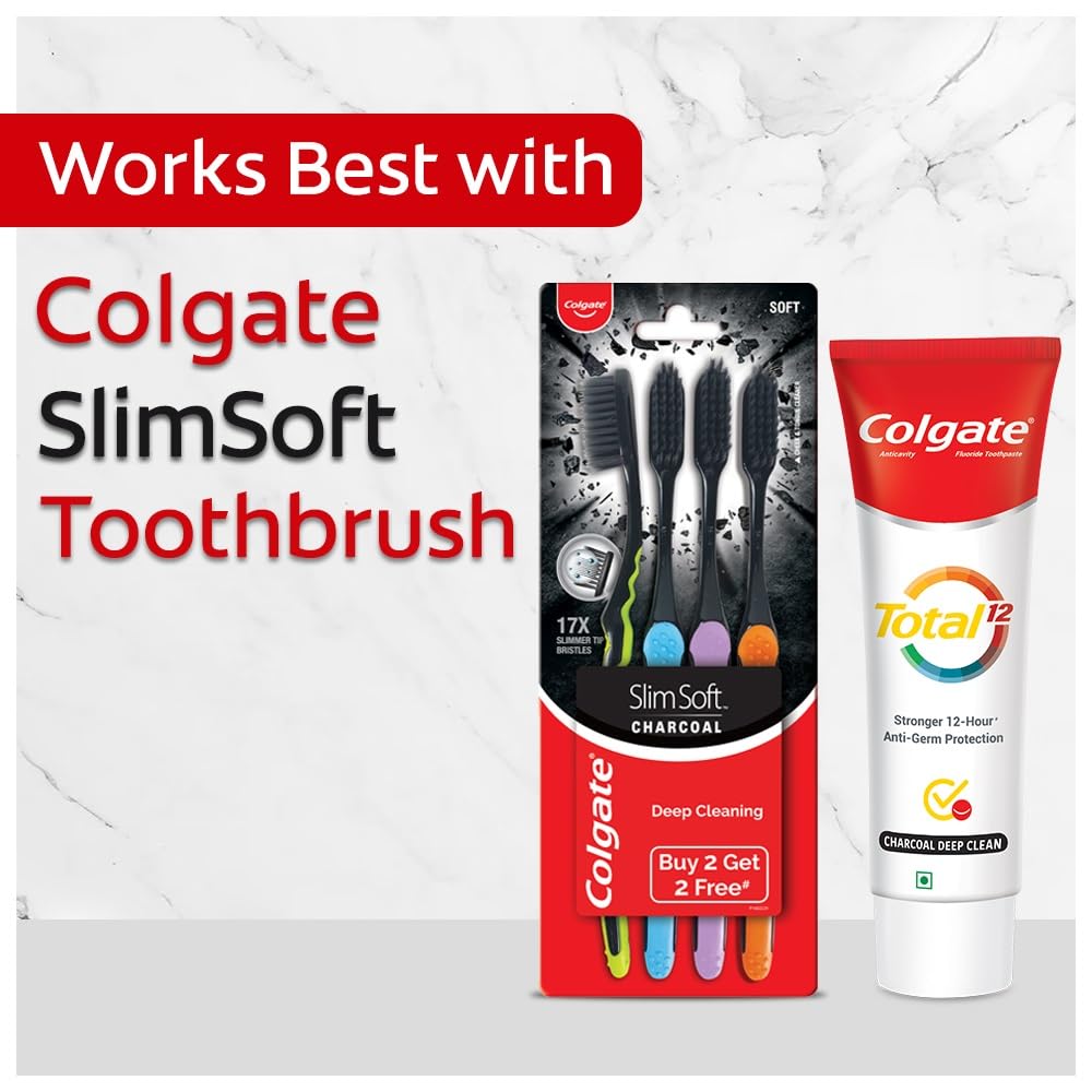 Colgate Total 120 g Charcoal Deep Clean Toothpaste, Antibacterial Tooth paste, Stronger 12-Hour Anti-Germ Protection, Whole Mouth Health, World's No. 1* Germ-fighting Toothpaste