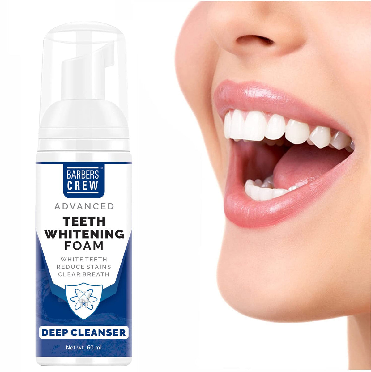 Barbers Crew Teeth Cleansing Foam To Remove Yellow Stains Tartar and Tobacco Stains 60 ML