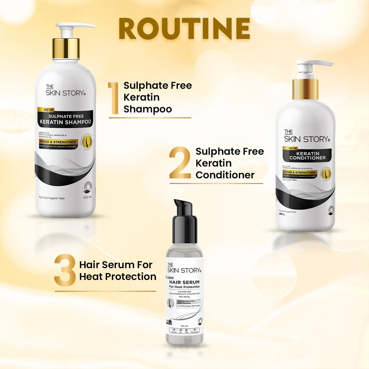 The Skin Story Sulphate Free Conditioner for Coloured & Treated Hair | Repair Split Ends & Damaged Hair | Keratin Conditioner for Women and Men | For Frizzy, Dry, Shiny Hair | Enriched with Argan Oil | Vitamin E | 250g