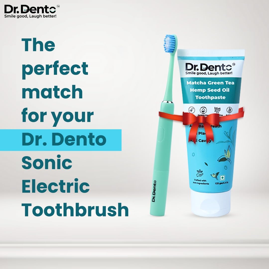 Dr.Dento Matcha Green Tea Toothpaste - 125 g | Teeth Whitening & Stain Removal | SLS & Fluoride Free | N-Hap For Teeth Remineralisation | No Artificial Colours/Sweetners | Toothpaste For Kids & Adults