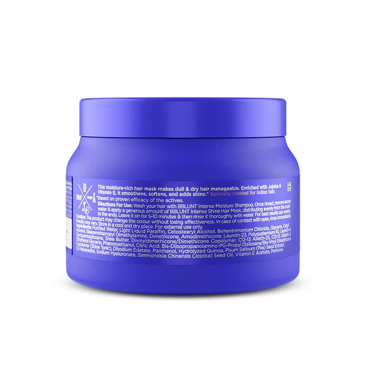 BBLUNT Intense Moisture Hair Mask with Jojoba Oil & Vitamin E for Nourished & Shiny Hair - 250 g