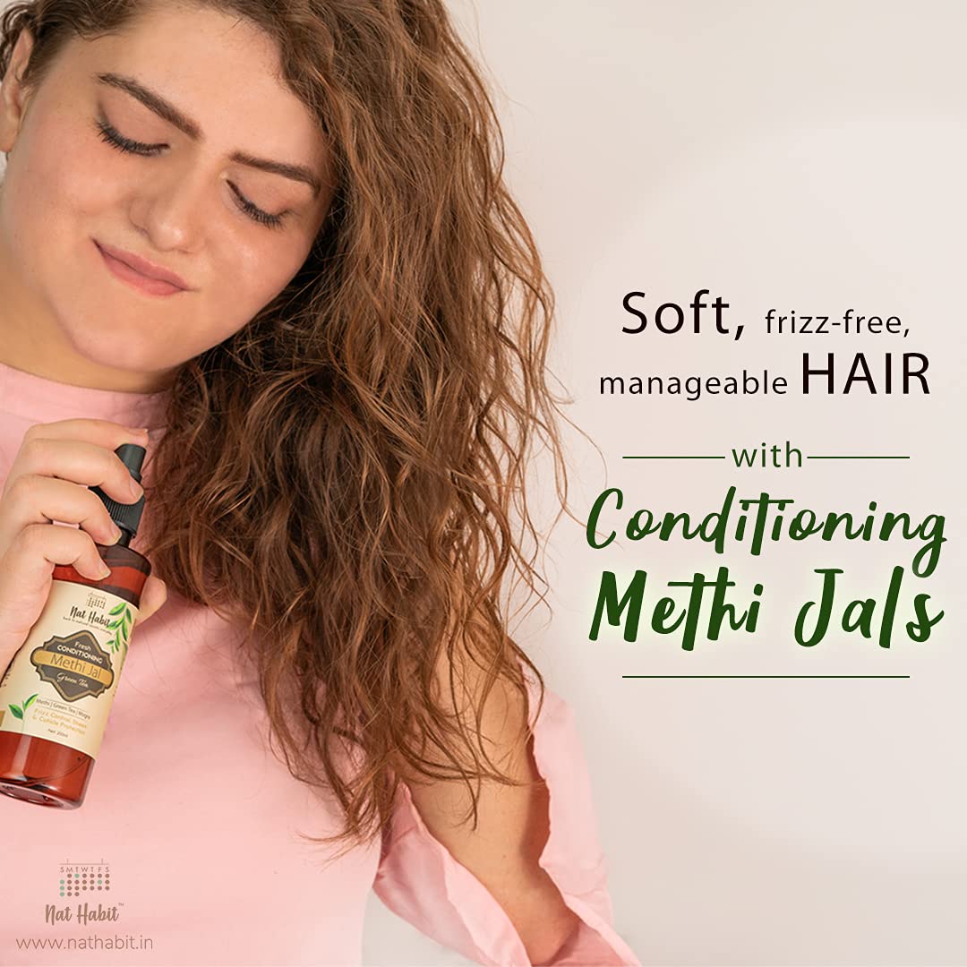 Nat Habit Rosemary Conditioning Methi Jal - Hair Serum, Hair Spray For Hair Growth, Hairfall Control, Smoothening, Softening With Apple Cider Vinegar,Methi, Rosemary & Sage 200ml