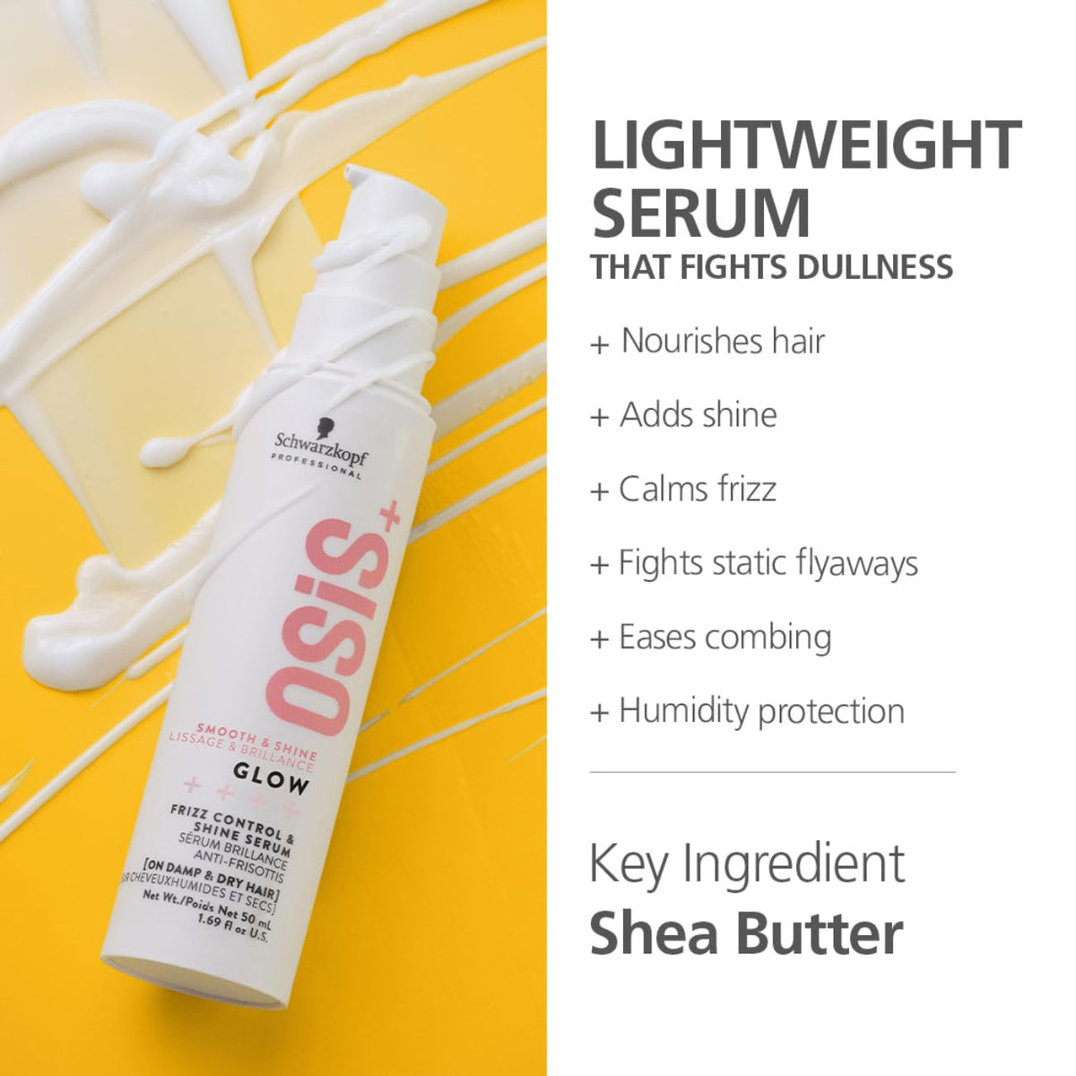 OSiS+ Schwarzkopf Professional Osis+ Glow Anti-Frizz Shine Serum I For Frizz Reduction And Shine | Vegan | Leave-In Hair Serum | Silicon Free | 50Ml