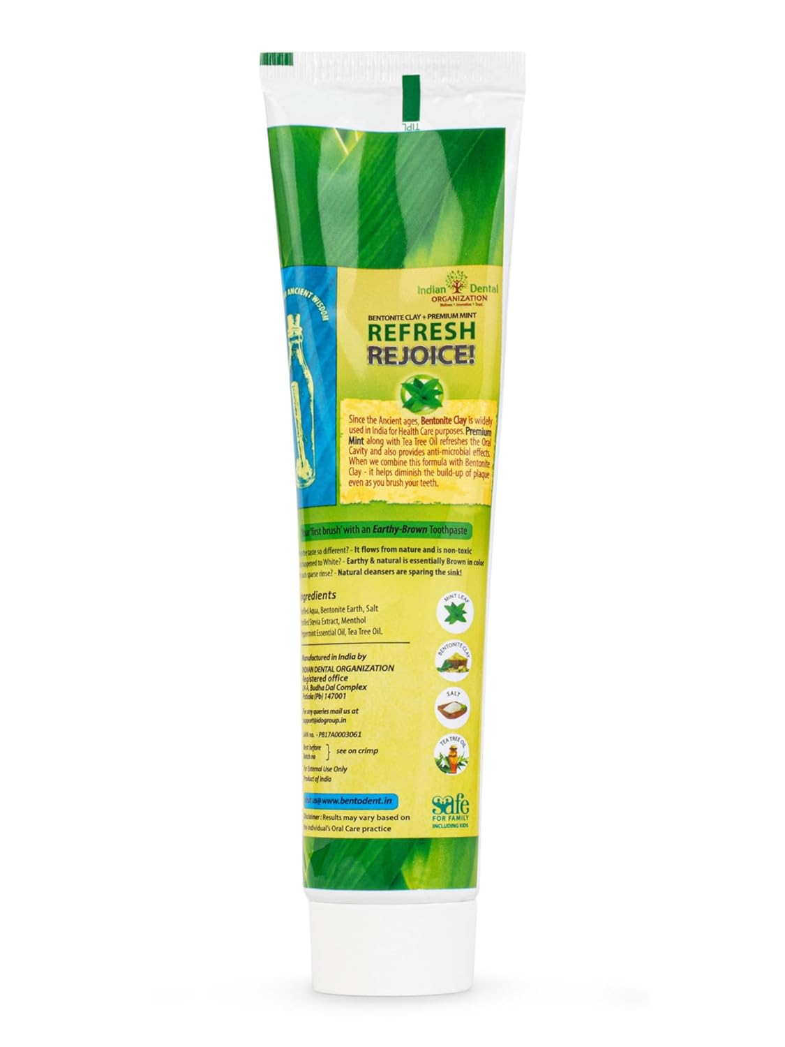 Bentodent Toothpaste - Natural Toothpaste For Entire Family Incl Kids - Your Daily Oral Detox, Cleanse & Remineralize - Fluoride Free (Premium Mint Pack)