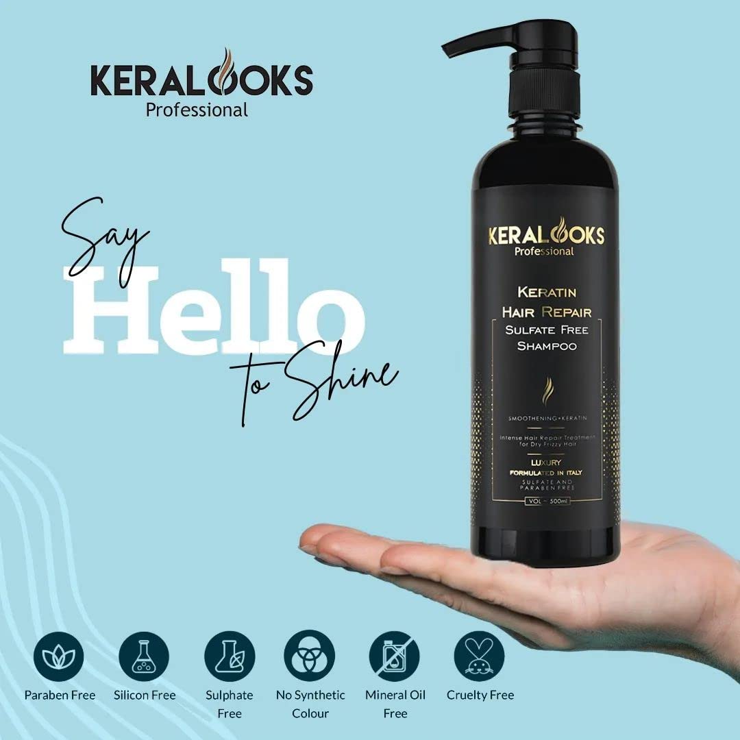 Keralooks Professional Keratin Sulphate Free Shampoo and Mask Combo Pack (500ml each)