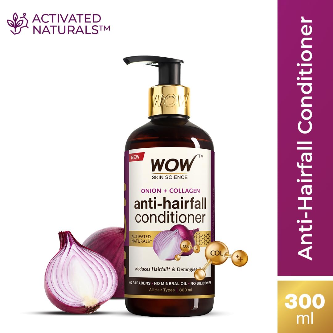 WOW Skin Science Onion & Collagen Anti-hairfall Conditioner|Reduces Hair Breakage|Detangles Hair|Smoothens Hair|Strengthens Weak Strands|Boosts Hair Thickness|New & Improved Formulation|300ml