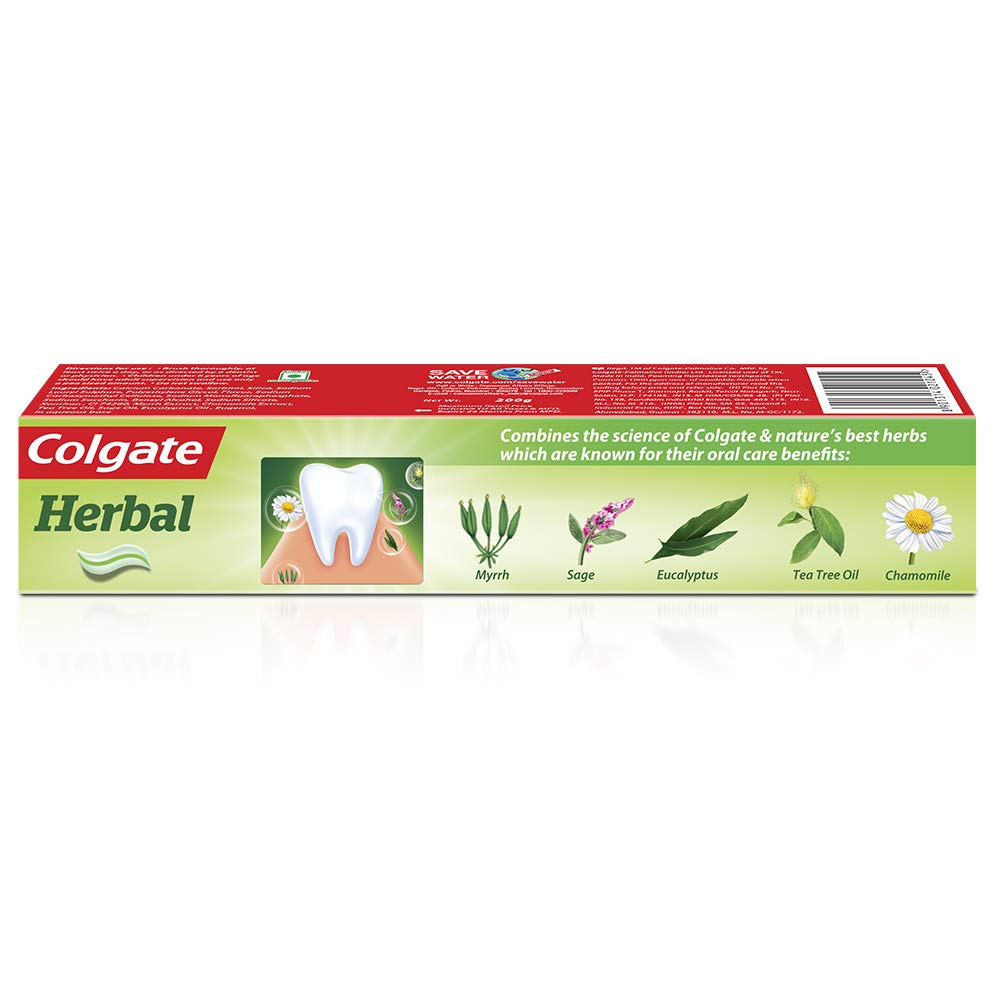 Colgate Herbal Toothpaste 200g, Goodness of Natural Ingredients for Healthy Teeth, Fresh Breath, Sugar-free & Gluten free Tooth Paste