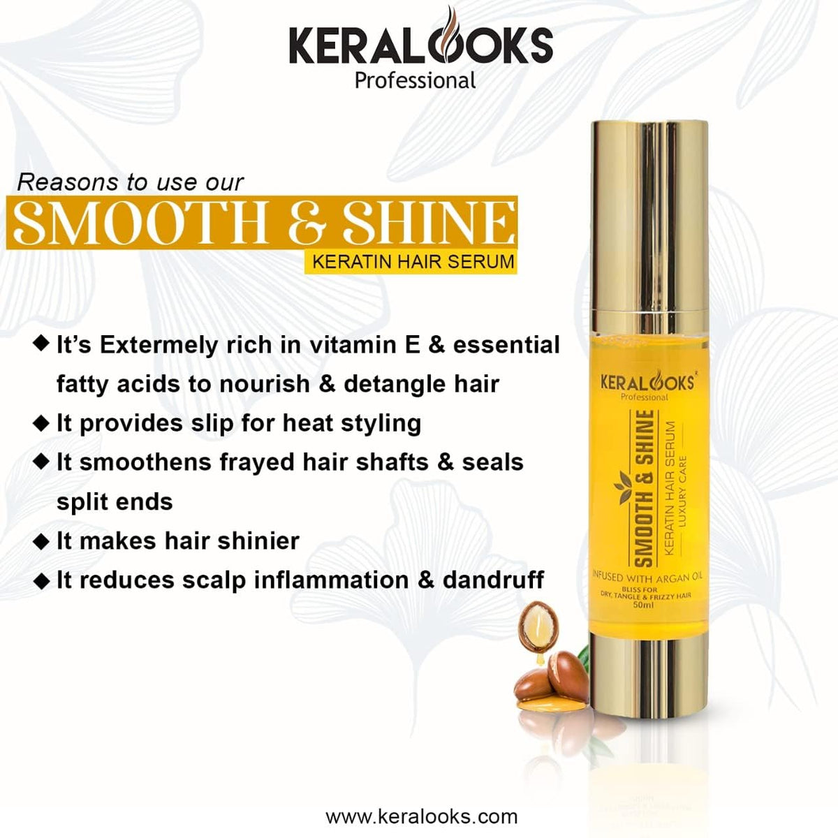 Keralooks professional Sulphate free shampoo|500ml|Hair mask 500ml|Argan hair serum|50ml| (COMBO SET)