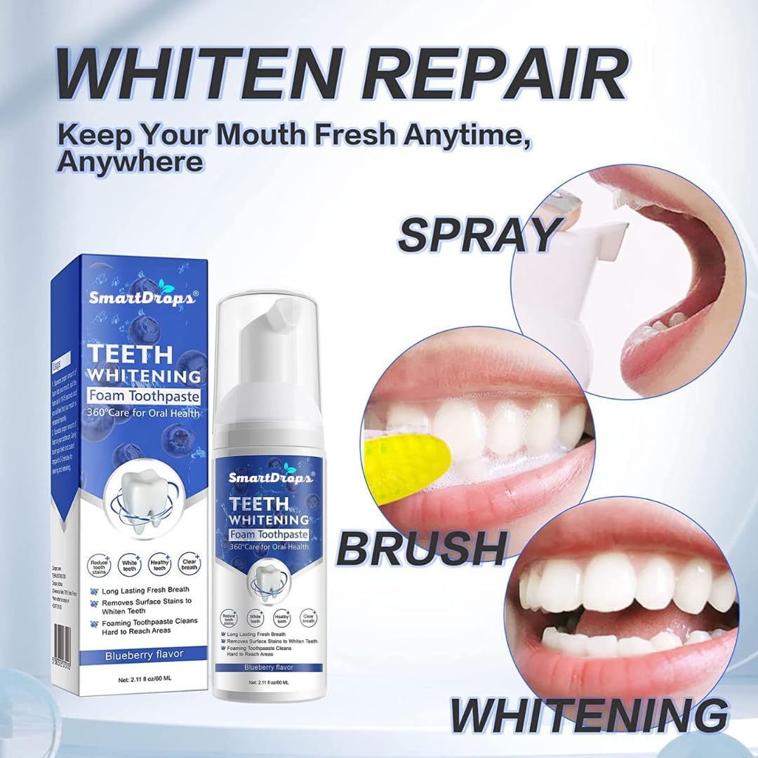 Teeth Whitening Mousse Foam Toothpaste Cleaning Gums Freshen Breath 60ml