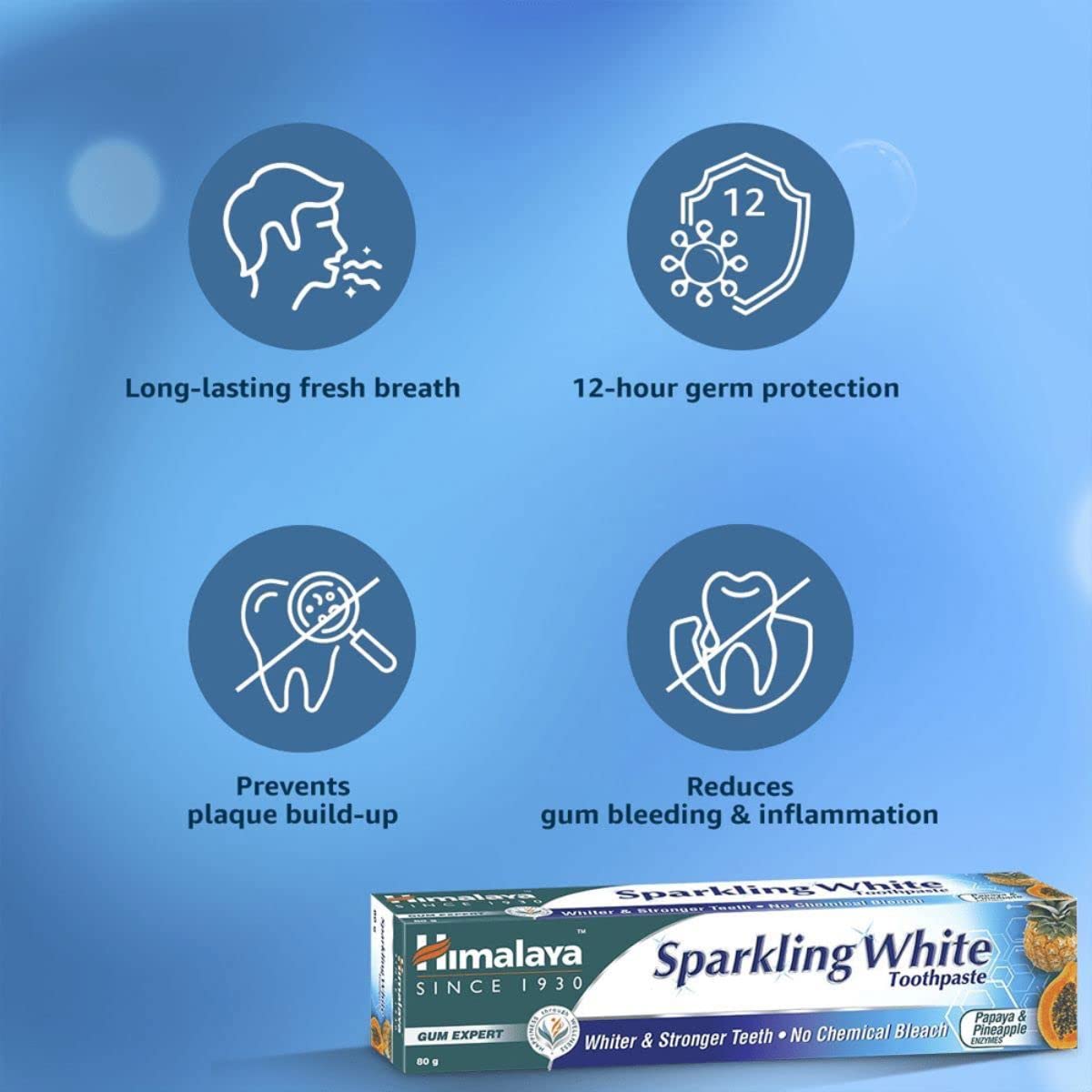 Himalaya Herbals Sparkling White Toothpaste, Oral Care - 150 G (Pack Of 2)