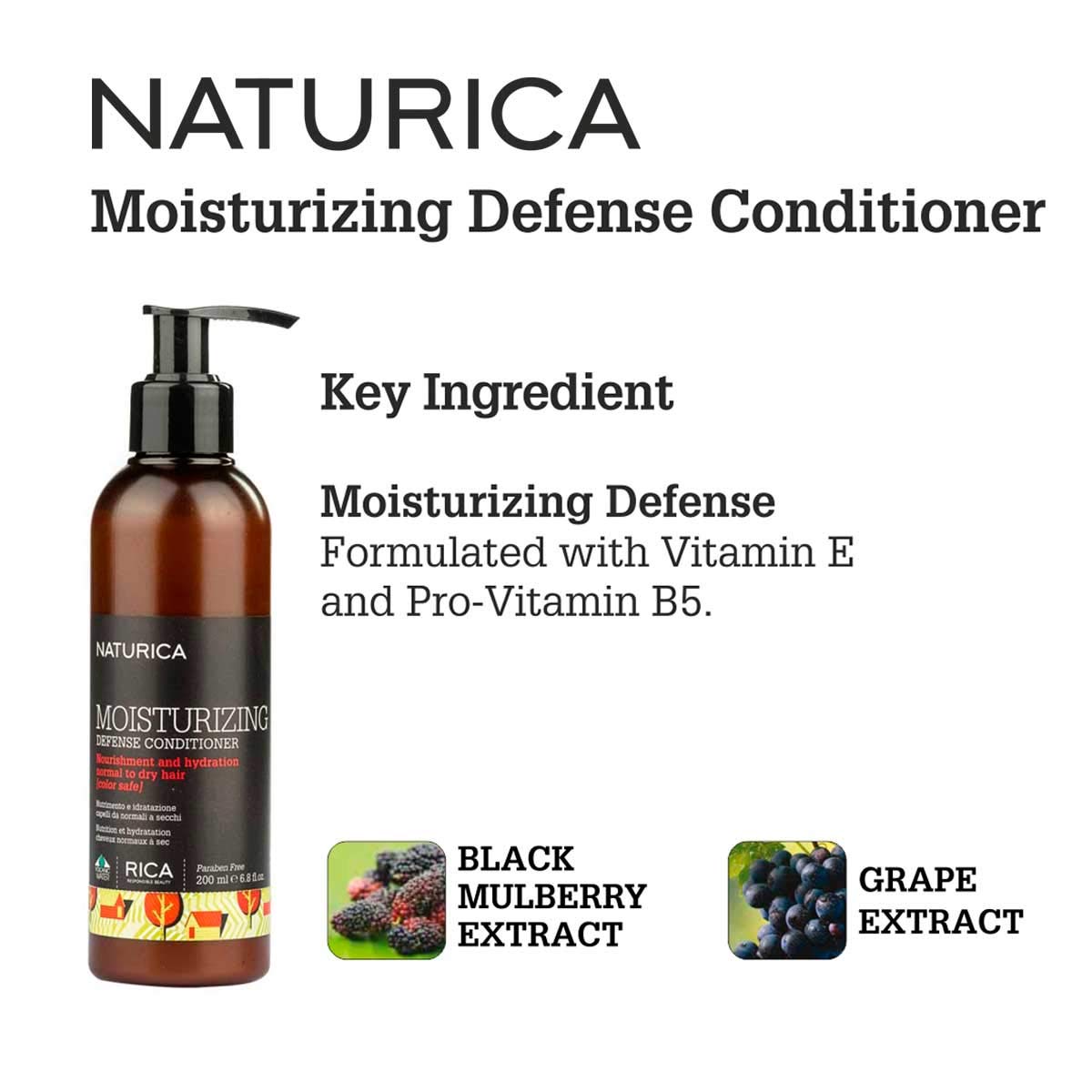 Naturica Moisturising Defense Conditioner For Dry & Frizzy Hair Nourishment & Hydration With Grape & Keratin Extract For Frizzy, Dry Hair - 200Ml, 1 Count