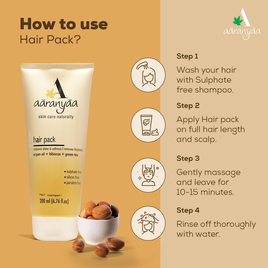 Aaranyaa Hair Pack With Argan Oil (200ml) Hair Mask For Dry & Frizzy Hair | Deep conditioning and hair fall control | For Men & Women | 200ml - Sulphate Free