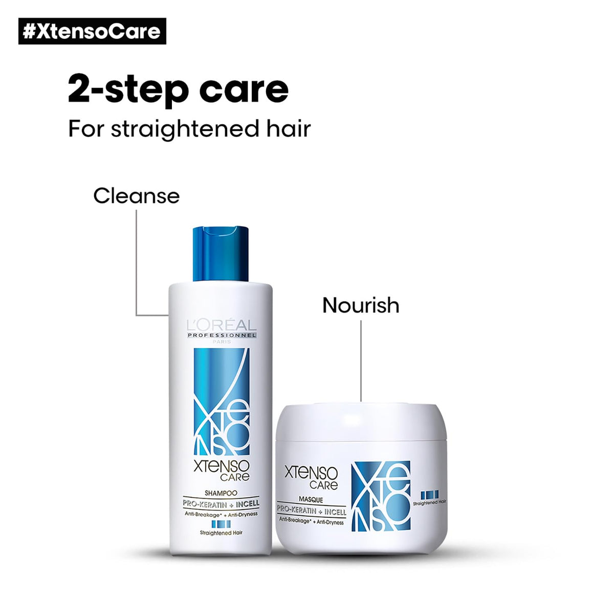 L'OREAL PROFESSIONNEL PARIS Xtenso Care Shampoo For Straightened Hair, 250 Ml |Xtenso Care Mask, 196 Gm | Shampoo & Mask For Starightened Hair, Pack Of 1