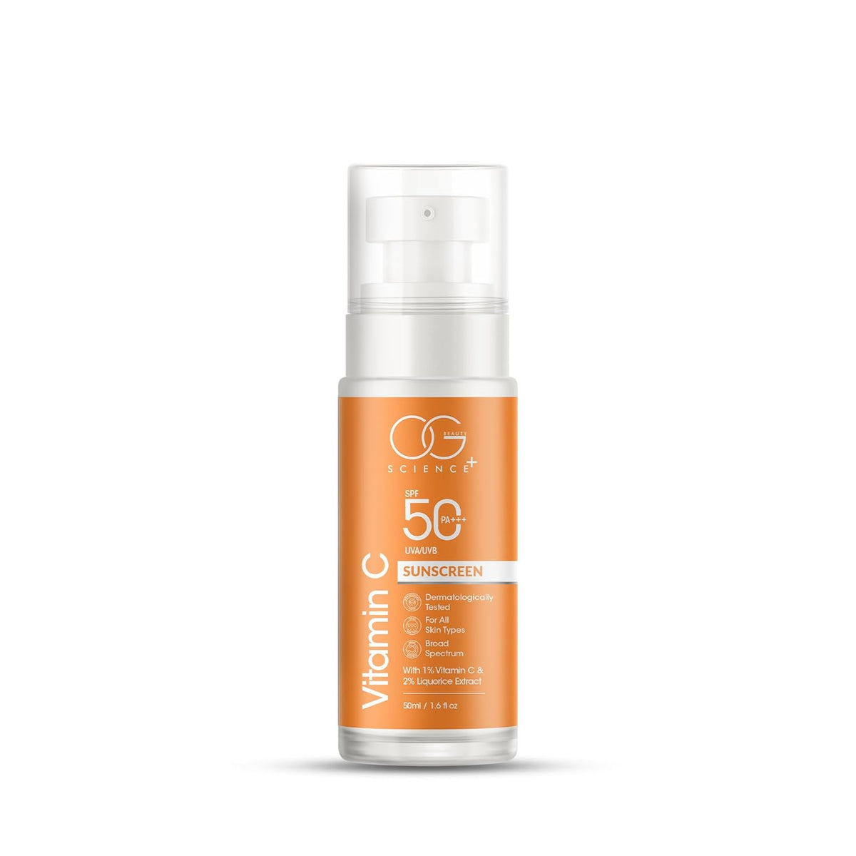 OG BEAUTY SCIENCE SPF 50 PA+++ Sunscreen with Vitamin C & Liquorice Extract - Dermatologically Tested - Broad Spectrum 50 Ml