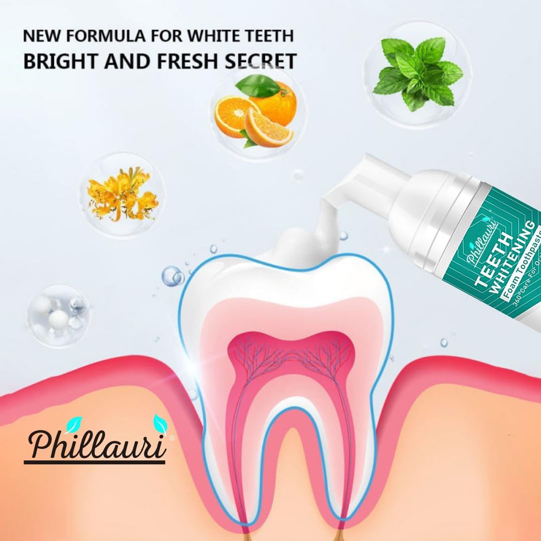 Phillauri Whitens Teeth Teeth Lightening Foam To Remove Yellow Stains, Tobacoo, Tartar And Tobacco Stains 60Millilitre