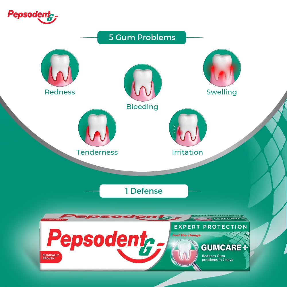 Pepsodent Expert Protection Gum Care+ Toothpaste, Reduces Gum Problems With Advanced Anti Bacterial Zinc Technology, Improves Gum Health, 140 g