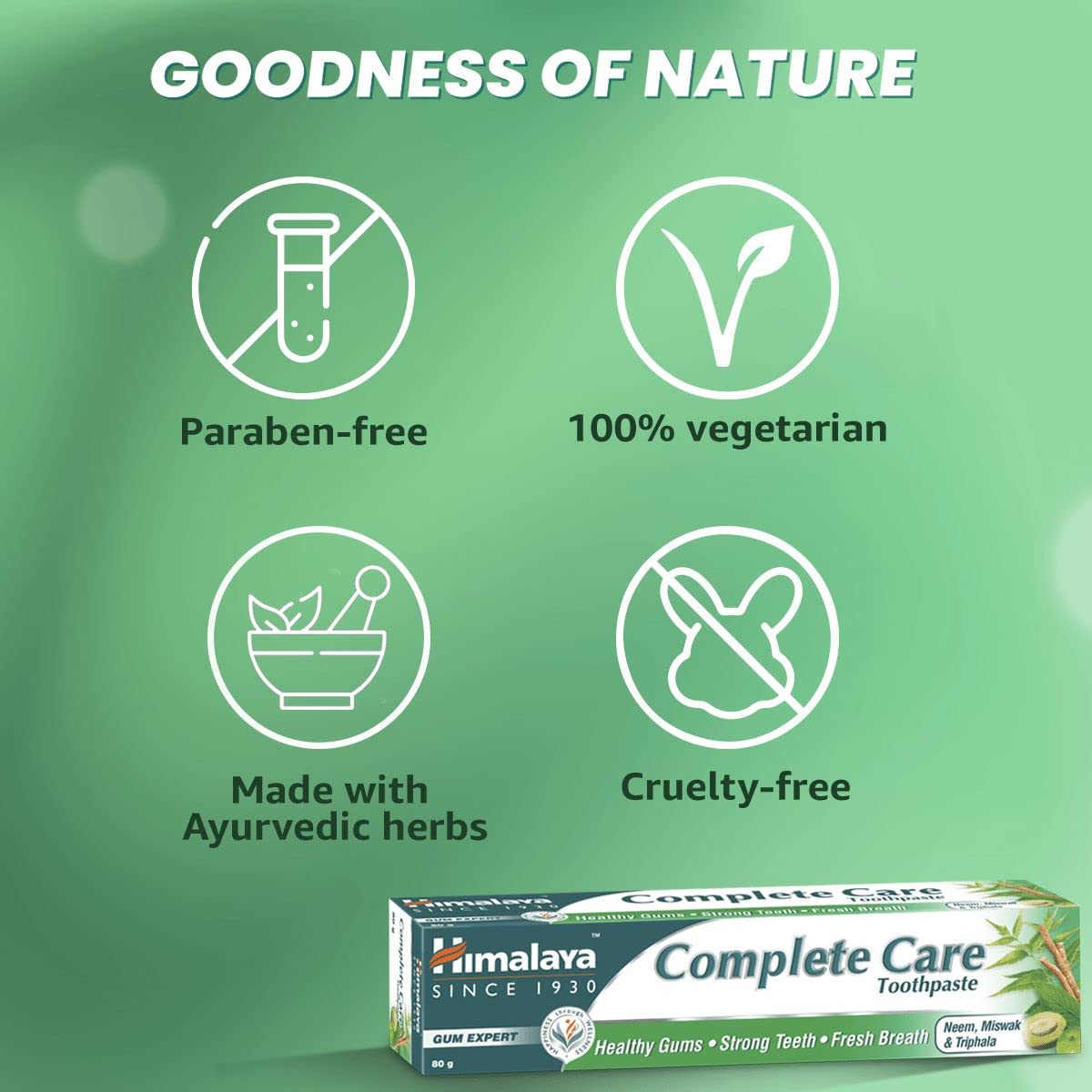 Himalaya Complete Care 300g (150g x 2, Pack of 2) Toothpaste | For Healthy Gums & Strong Teeth | With Neem, Miswak & Triphala