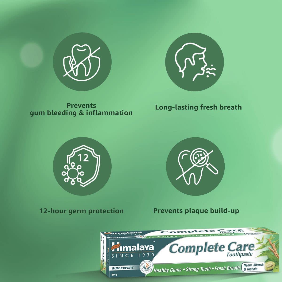 Himalaya Complete Care 300g (150g x 2, Pack of 2) Toothpaste | For Healthy Gums & Strong Teeth | With Neem, Miswak & Triphala