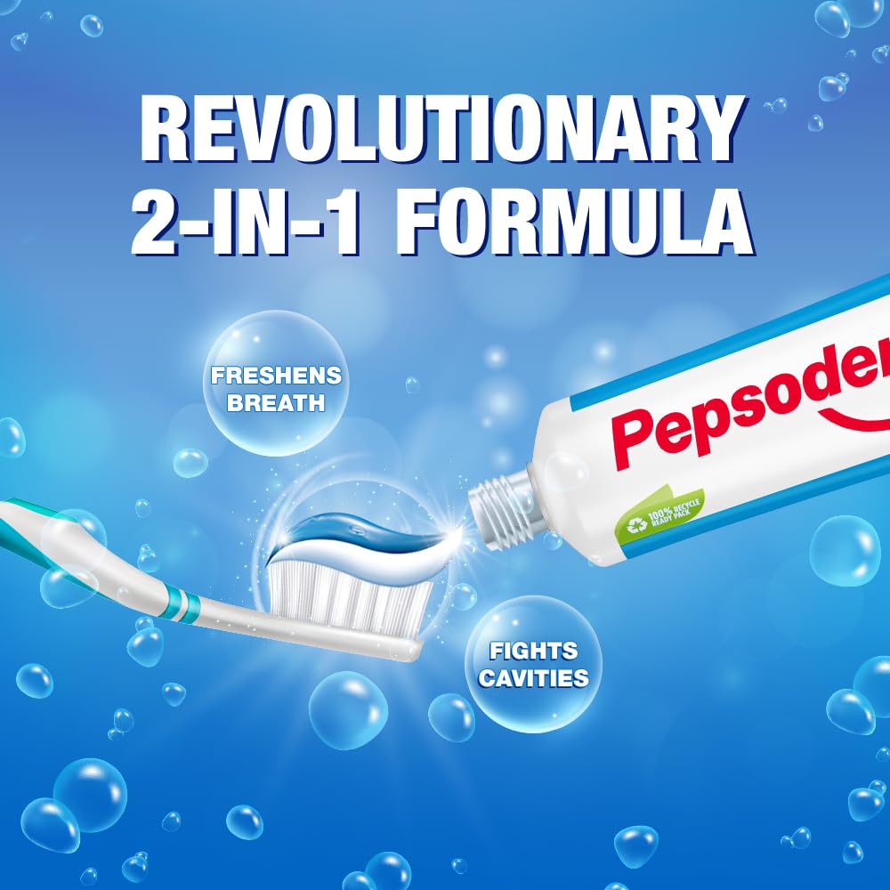 Pepsodent 2 in 1 Toothpaste Tooth Decay Prevention, Cavity Protection, Sensitivity Relief, Plaque Removal, 150 g