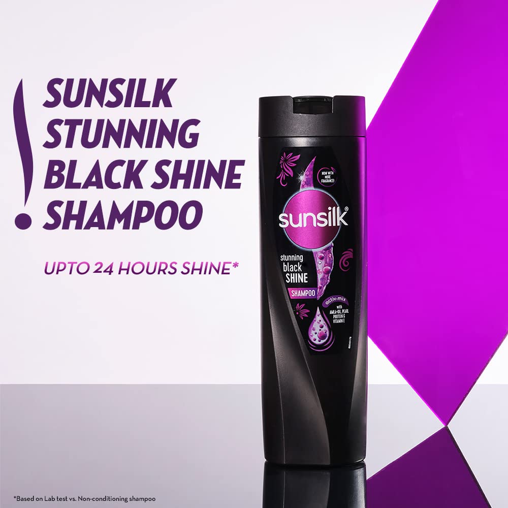 Sunsilk Black Shine, Shampoo, 650ml, for Shiny, Moisturised & Fuller Hair, with Amla + Oil & Pearl Protein, Paraben-Free