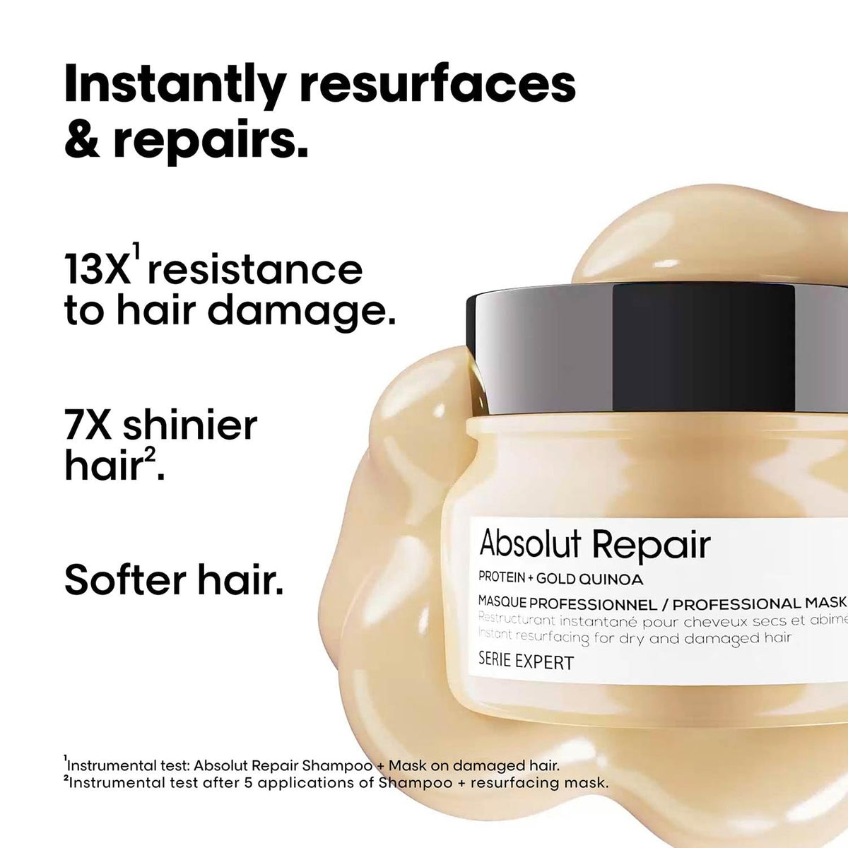 L'Oréal Professionnel Absolut Repair Mask for Dry & Damaged Hair - 250ml | Professional mask for Strengthening and Repairing Hair, With Wheat Protein, For Men & Women