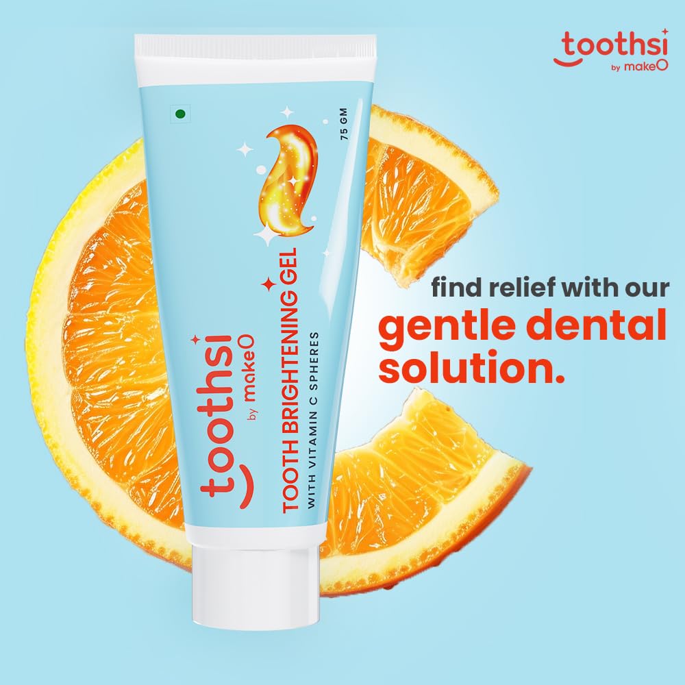 Toothsi Tooth Brightening Gel with Vitamin C | 75 Gm | Removes Stains, Prevents Bad Breath, Whitens Teeth | Soothes Sensitivity | Feel Fresh Daily, Use Twice A Day | Vegan Dental Care for Teeth & Gums