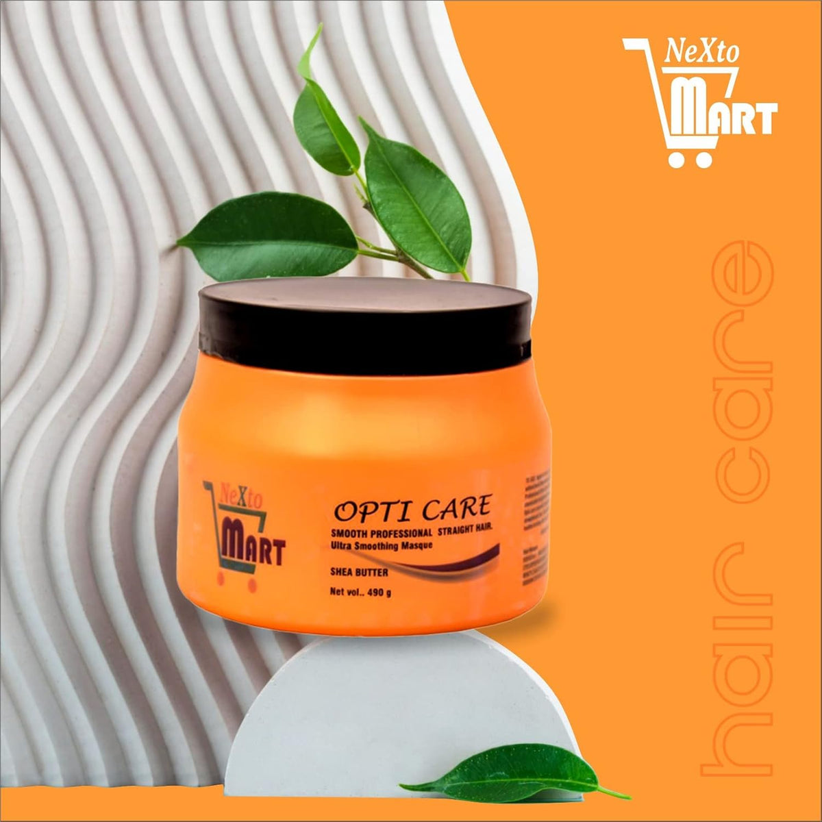 NEXTOMART Opti Care Smooth Professional Straight Hair Ultra Smoothing Masque – Enriched with Shea Butter | Orange Color | 1 Piece of Intensely Hydrating Hair Treatment