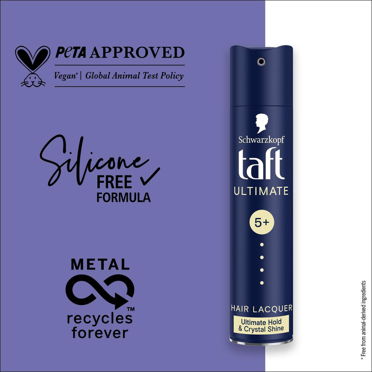 TAFT Schwarzkopf Ultimate Hair Lacquer, For Crystal Shine With Liquid Gloss Effect, Hold 5+ With No Stickiness