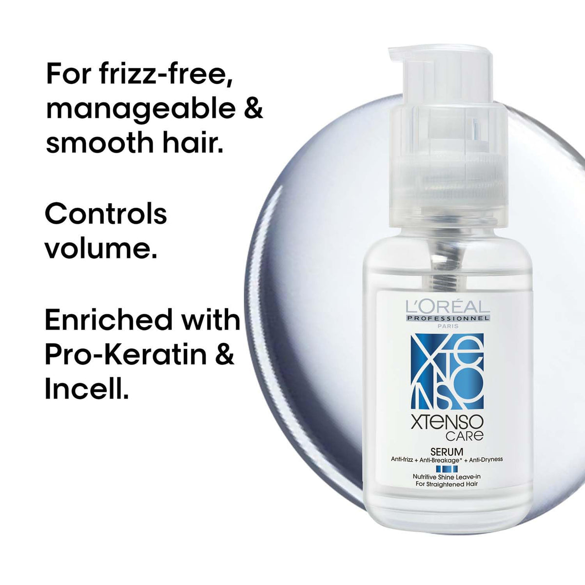 L'Oréal Professionnel Xtenso Care Leave-In Serum for Frizz-Free, Smooth & Manageable Hair 50ml | Enriched with Pro Keratin & Incell | For Men & Women | Unruly, Unmanageable Hair