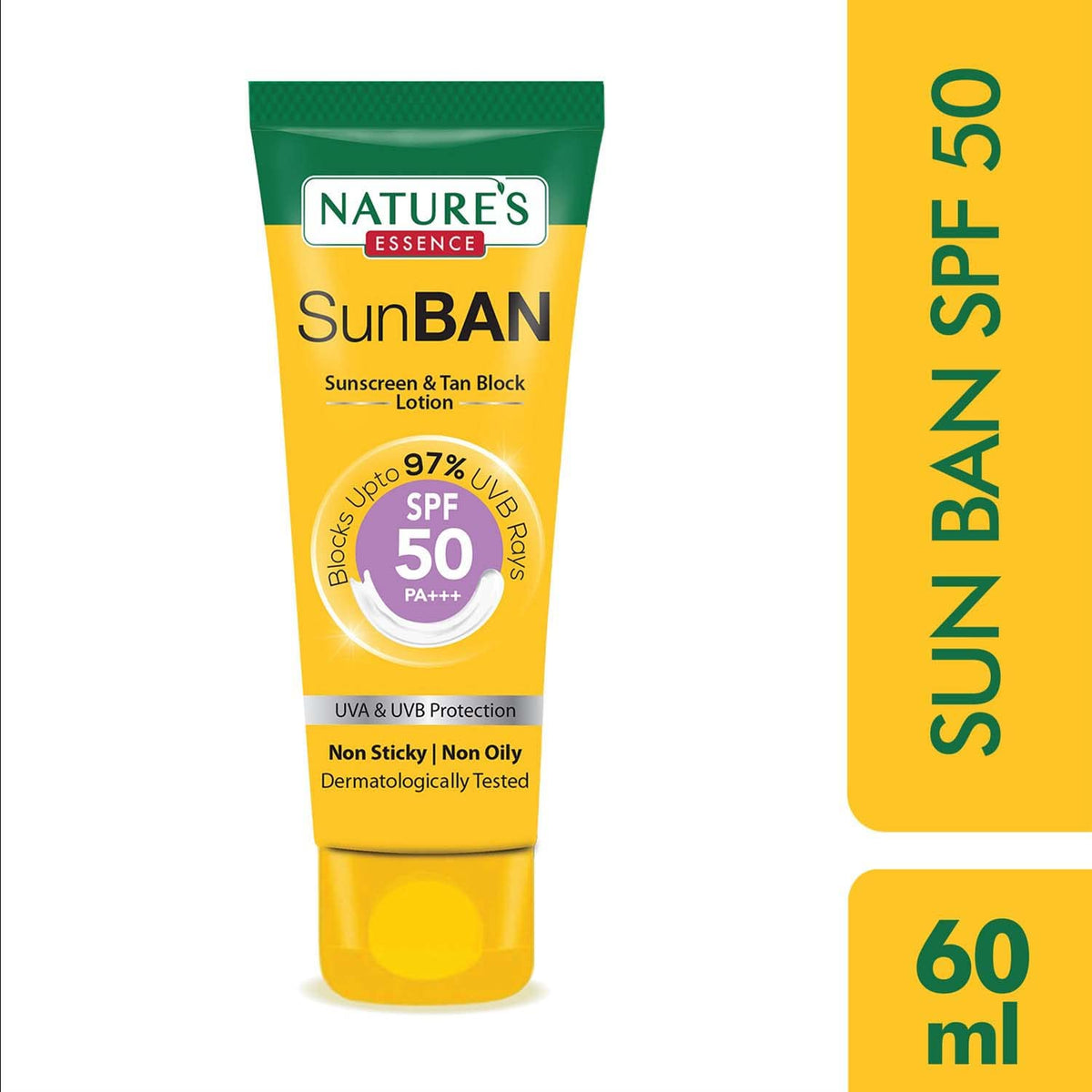 NATURES ESSENCE Sunban Spf 50 Pa+++ Sunscreen & Tan Block Lotion, 60ml