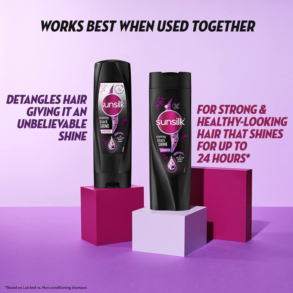 Sunsilk Black Shine, Shampoo, 650ml, for Shiny, Moisturised & Fuller Hair, with Amla + Oil & Pearl Protein, Paraben-Free