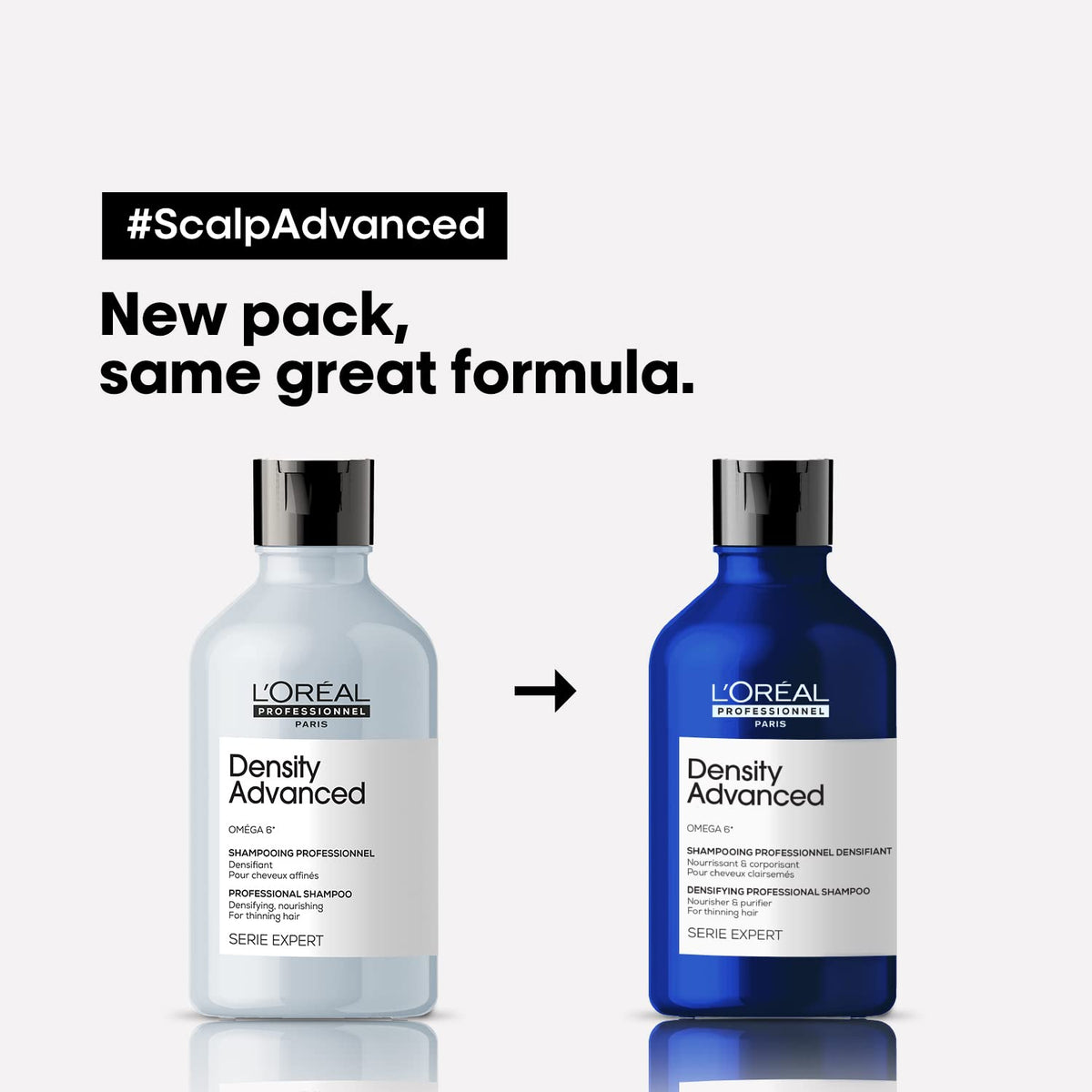 L’Oréal Professionnel Density Advanced Shampoo for Thinning Hair 300ml | Visibly Increases Hair Volume & Bounce with Omega 6 | Restore Hair Vitality | For Men & Women