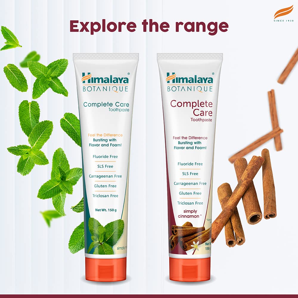 Himalaya Botanique Complete Care Toothpaste - Simply Cinnamon | Free from Fluoride & SLS | For Fresh Breath and Clean Mouth | 150g