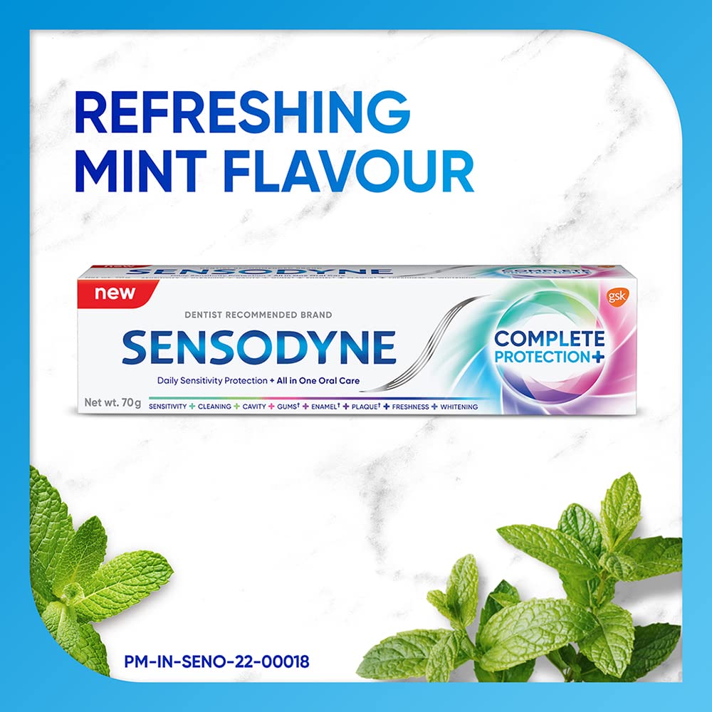 Sensodyne Toothpaste Complete Protection+, All in One daily oral care tooth paste for sensitive teeth, 70 gm