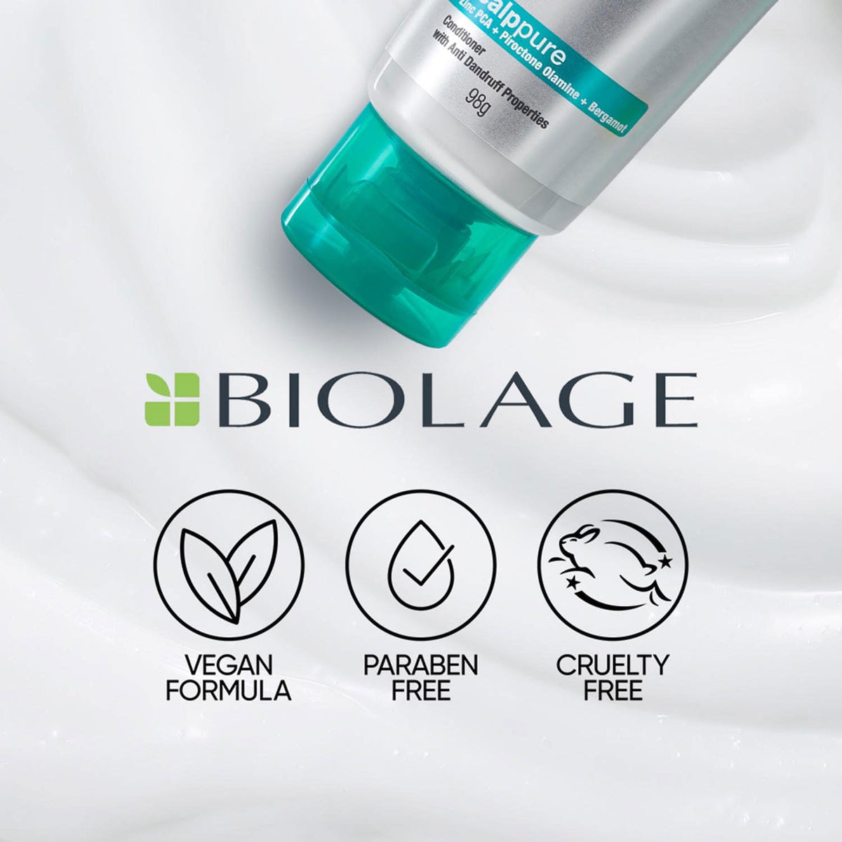 Biolage Professional Scalppure Anti-Dandruff Conditioner, Removes Visible Flakes from 1st Use, Enriched with Bergamot, Conditioner for Men and Women, Deep Scalp Treatment, Cruelty-Free, 98g