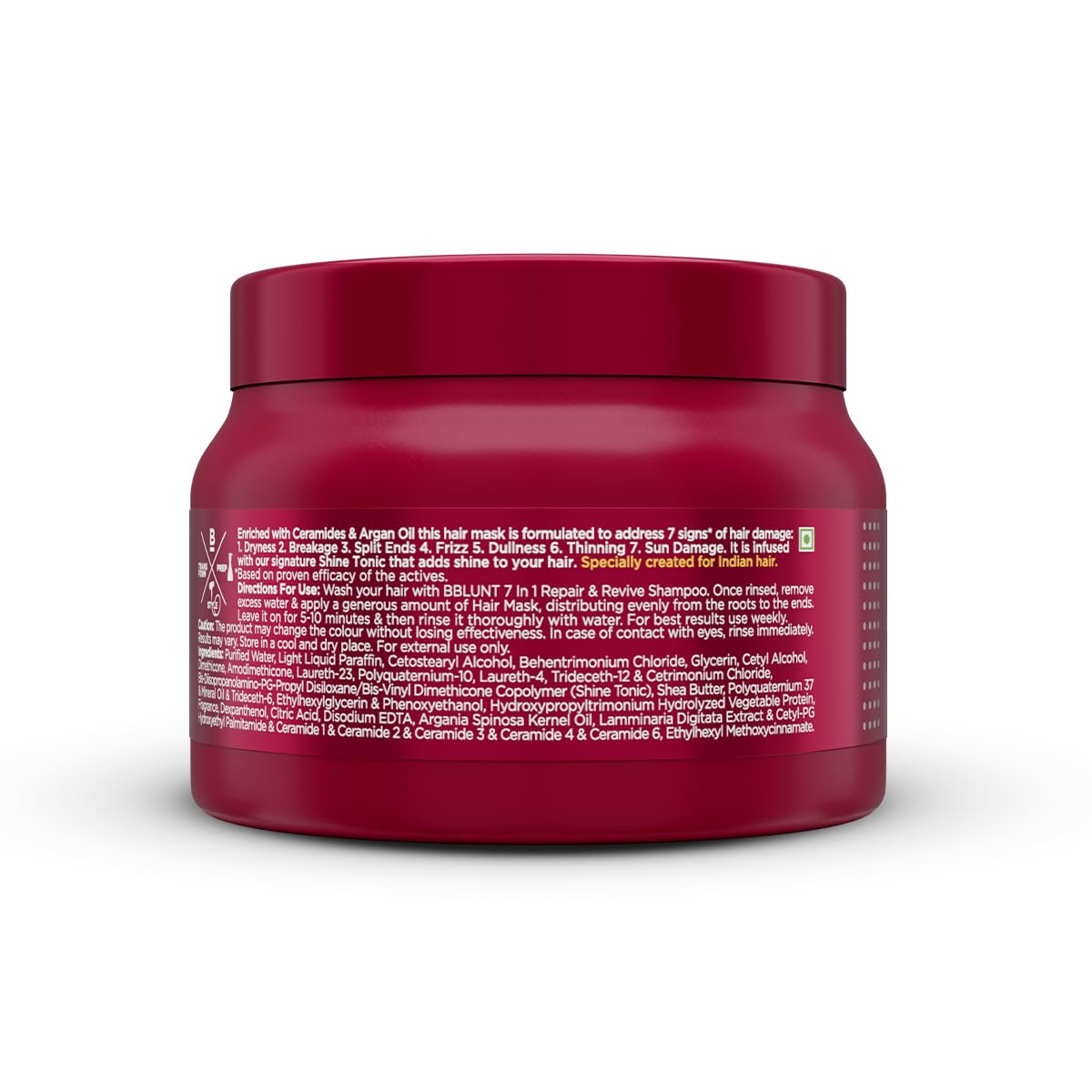 BBLUNT 7 in 1 Repair & Revive Hair Mask for Upto 100% Damage Repair - 250g| Addresses 7 Signs of Hair Damage | Enriched with Ceramides & Argan Oil