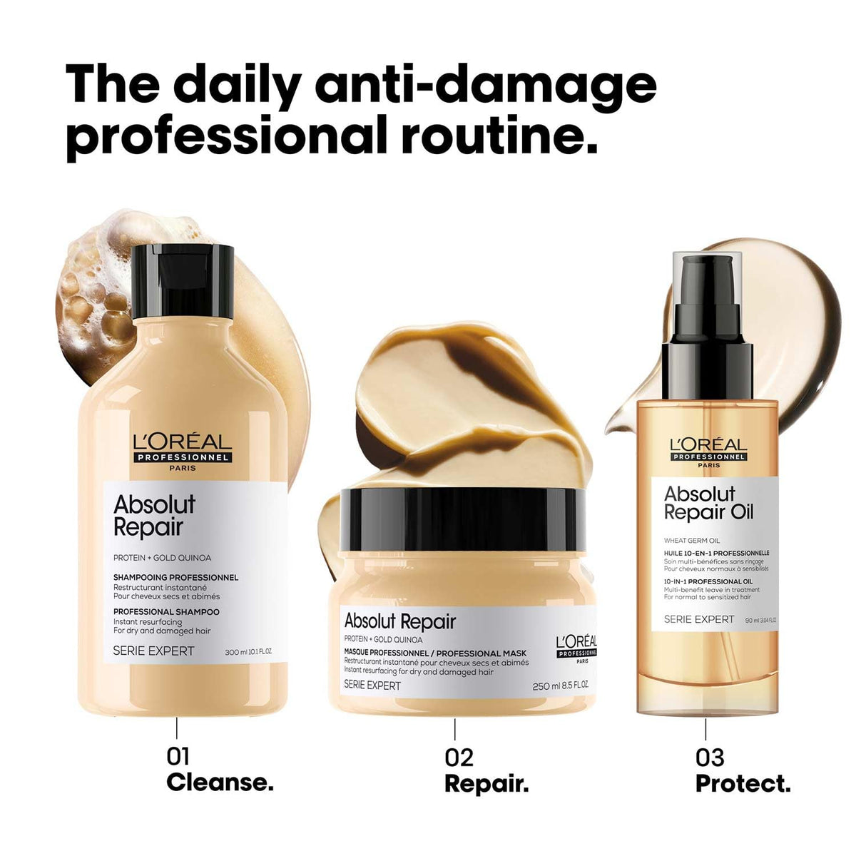 L'Oréal Professionnel Absolut Repair Mask for Dry & Damaged Hair - 250ml | Professional mask for Strengthening and Repairing Hair, With Wheat Protein, For Men & Women