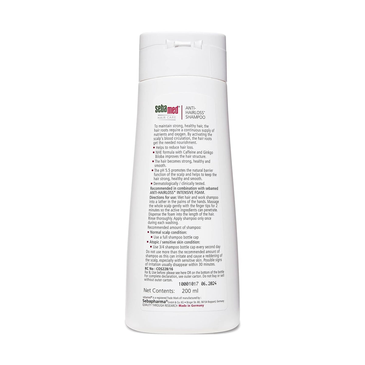 Sebamed Anti- Hairloss Shampoo|pH 5.5| Clinically proven to Reduce Hairloss | NHE Formula, Caffeine | Dermatologically & clinically tested | 200ml